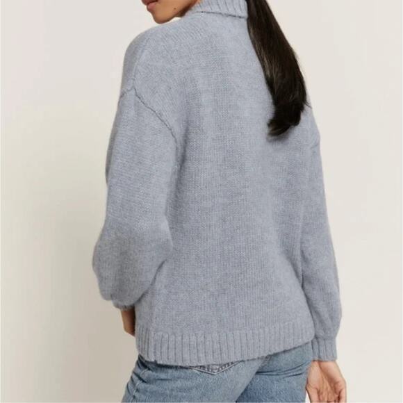 Reformation Belvedere Oversized Sweater Size Small Gray Baby Alpaca Collared - Picture 3 of 8